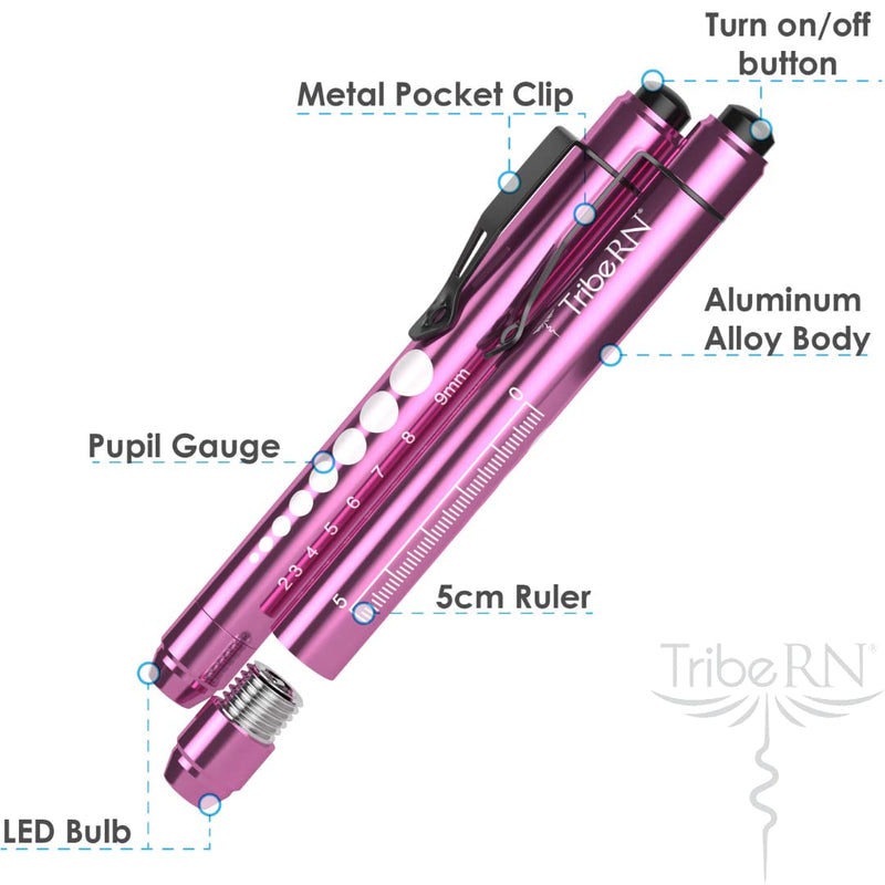 [Australia - AusPower] - Penlights for Nurses - Medical Pen Light with Pupil Gauge for Doctors, EMTs, Nurses and Nursing Students - LED White Light and Warm Light - Essential Nursing Student Supplies, 2 Pack (Pink/Purple) Pink/Purple 