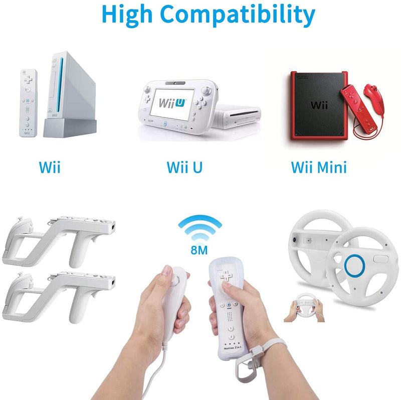 [Australia - AusPower] - Motion Plus Wii Controllers 2Packs with Nunchucks, Wii Remote Controllers Compatible for wii and Wii U with Built in Motion Plus Black&White 