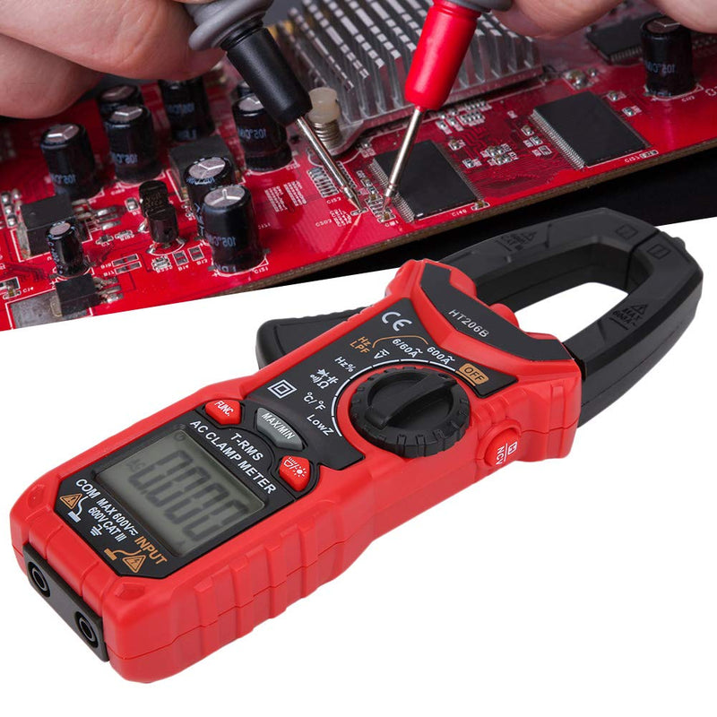 [Australia - AusPower] - Digital Clamp Meter 6000 Multimeter, AC DC Volt Clamp Meter with LCD Display Voltage Current Tester for Home Professional Automotive Industrial Electrical Troubleshooting HT206B 