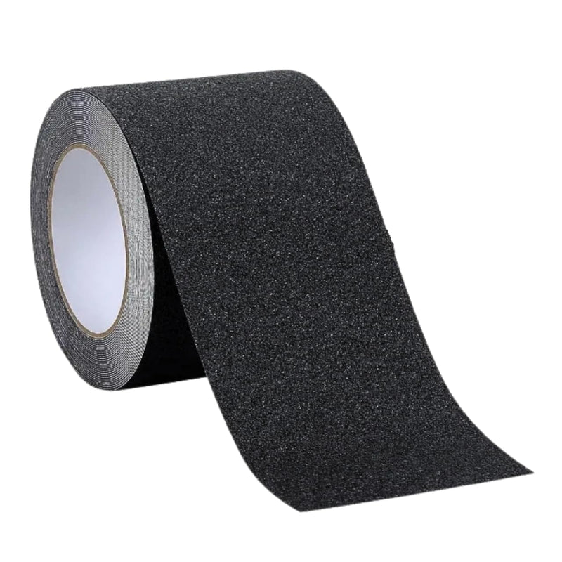 Non Slip Safety Tape, Anti-Slip Adhesive for Stairs, Outdoor Waterproof Grip Tape, Black & Yellow Tiles, Floors, Indoor Outdoor Use (4" x33ft/Solid Black) 4"x33ft/Solid Black