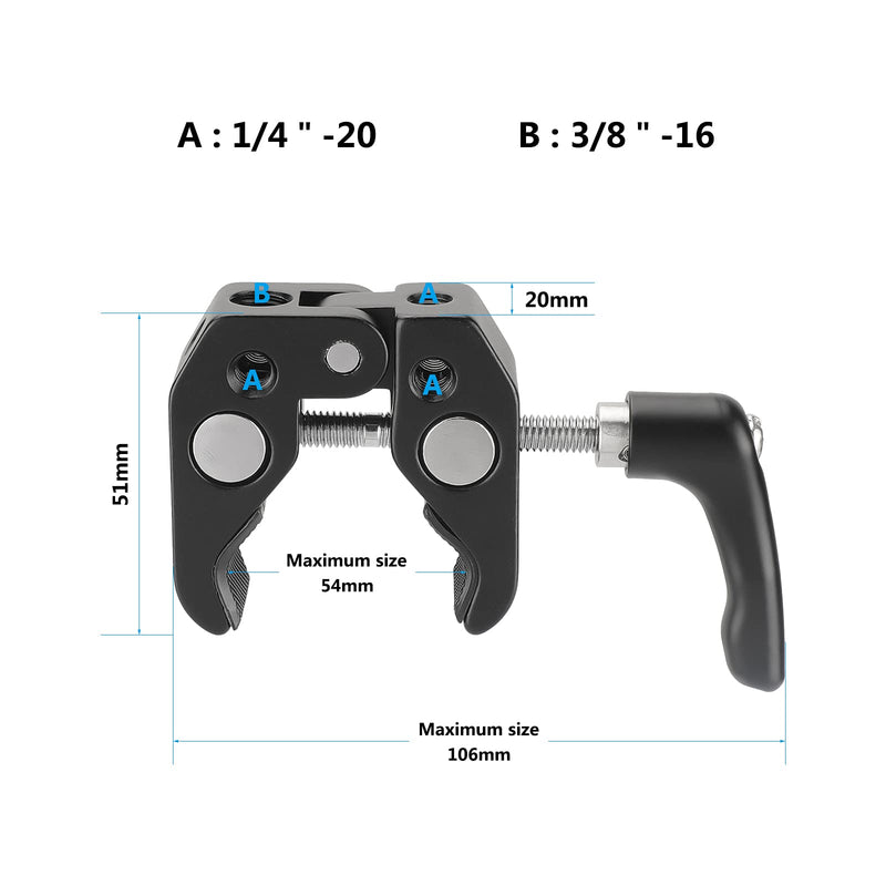 [Australia - AusPower] - CAMVATE Universal Super Crab Gripper Clamp with Strengthened Screw Knob and 1/4"-20 Mounting Points - 2878 