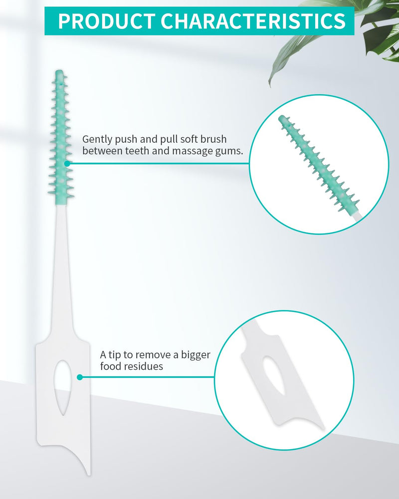 [Australia - AusPower] - 200 PCS Soft Dental Floss Picks, Dental Picks with case, Toothpicks Brush Between Teeth, Tooth Flossing Brush Disposable for Cleaning, Toothbrush Clean Tool, Green Color 200 Count (Pack of 1) 
