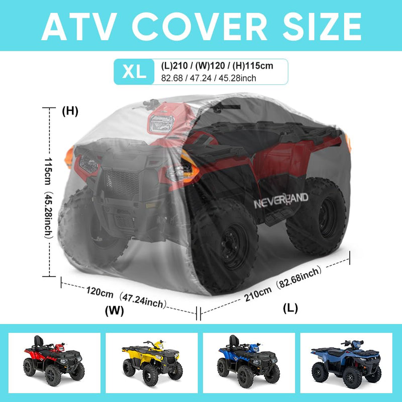 Neverland ATV Cover Waterproof Heavy Duty XL Universal Quad Cover Outdoor Storage Cover 4 Wheeler Rain Cover All Weather for Polaris Sportsman Yamaha Honda Kawasaki Quad Bike XL: Up to 82 Inch