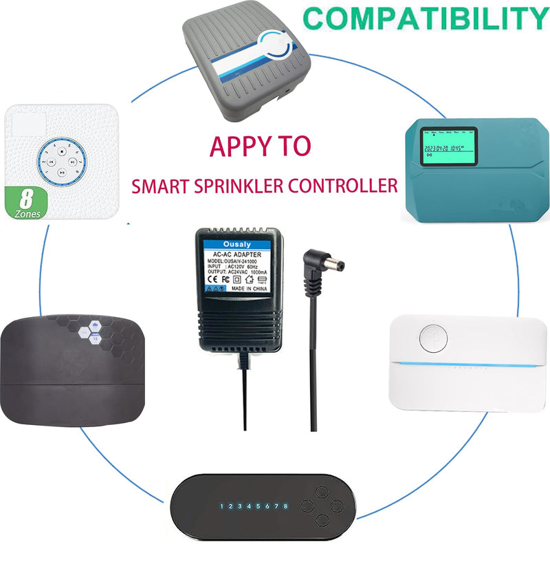 [Australia - AusPower] - 24VAC ac/ac Power Adapter Transformer for Sprinkler System Power Supply for Indoor Irrigation Timers Compatible with Rachio Smart Sprinkler Controller MKA-482401000 ILA48-241000 HL-EI480800 JT-917 