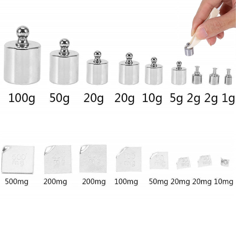 Calibration Weight, Pack of 17, 211.1 g, No. 45 Steel, 10 mg - 100 g, Precision Calibration Weight Set, Test Stainless Steel Calibration Weights Set for Digital Jewellery, Scale, Laboratory, Study Weights | Nr. 45 Stahl 10 mg-100g Gramm Präzisionskalib...
