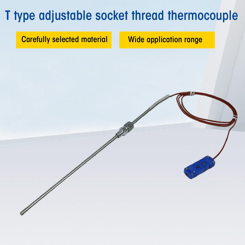 [Australia - AusPower] - T Type Thermocouple Stainless Steel T Type Threaded Thermocouple Diameter 285mm / 11.22in Probe with Pair of Plugs - 200 ℃ ~ 350 ℃ Compatible with ZG1/8 Thread 