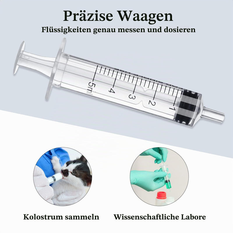 Pack of 30 Colostrum Syringes, 5 ml Syringes without Needle, Colostrum Collecting Set | Disposable Syringes 5ml Sterile Syringes with Lid in Individual Packaging for Animal Feeding Scientific Lab