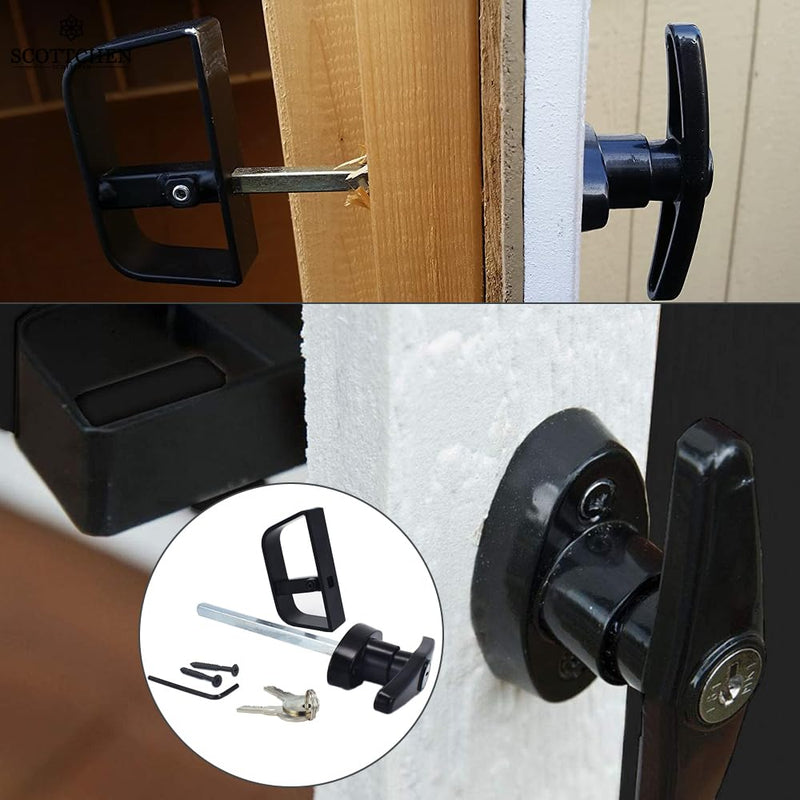 6" T-Handle Shed Door Lock Handle with Lock Keyed Alike Garage t Handle Shed Latch Hardware Locking Handle Lock T-Handle Lock with 8 Keys & Allen Wrench (2kits) 6" T-Handle Lock 2kits
