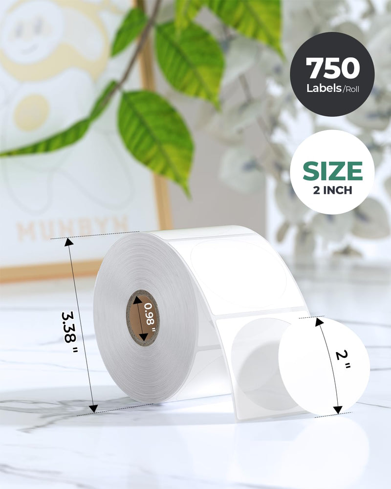 2 Inch Circle Thermal Sticker Labels+2 Inch Brown Circle Thermal Sticker Labels