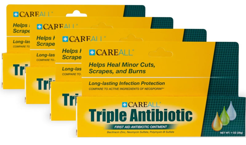 [Australia - AusPower] - CareAll Triple Antibiotic Ointment 1.0 oz (4 Pack), First Aid Ointment for Minor Scrapes, Cuts, and Burns to Help Prevent Infection, Compare to The Active Ingredients of The Leading Brand 
