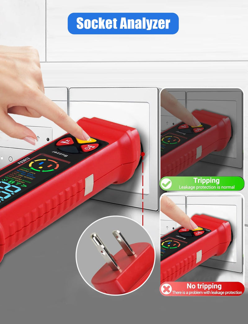[Australia - AusPower] - FROGBRO 2-in-1 Voltage Tester & Outlet Tester, Dual Range AC 2-440V 50Hz-60Hz with LCD Display, Circuit Breaker Finder & Tracer Kit for Accurate Electrical Detection（No Batteries Included） 