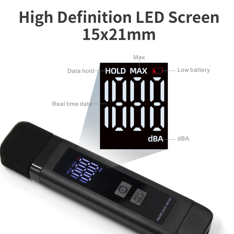 [Australia - AusPower] - Decibel Meter Digital Sound Level Meter with LCD Display, 30dB~130dBA SPL Meter Rechargeable with MAX, Data Hold, Battery Indicator - Pocket Noise Detector for Home, Factory, Noisy Neighbors 