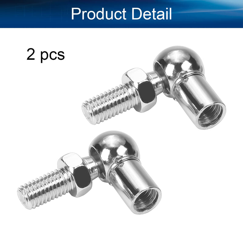 [Australia - AusPower] - Heyiarbeit 2Pcs Rod End Ball Bearing with Stud, M8 Female Thread 8mm Round Handle Dia A3 Steel Silver Tone 8x8mm 