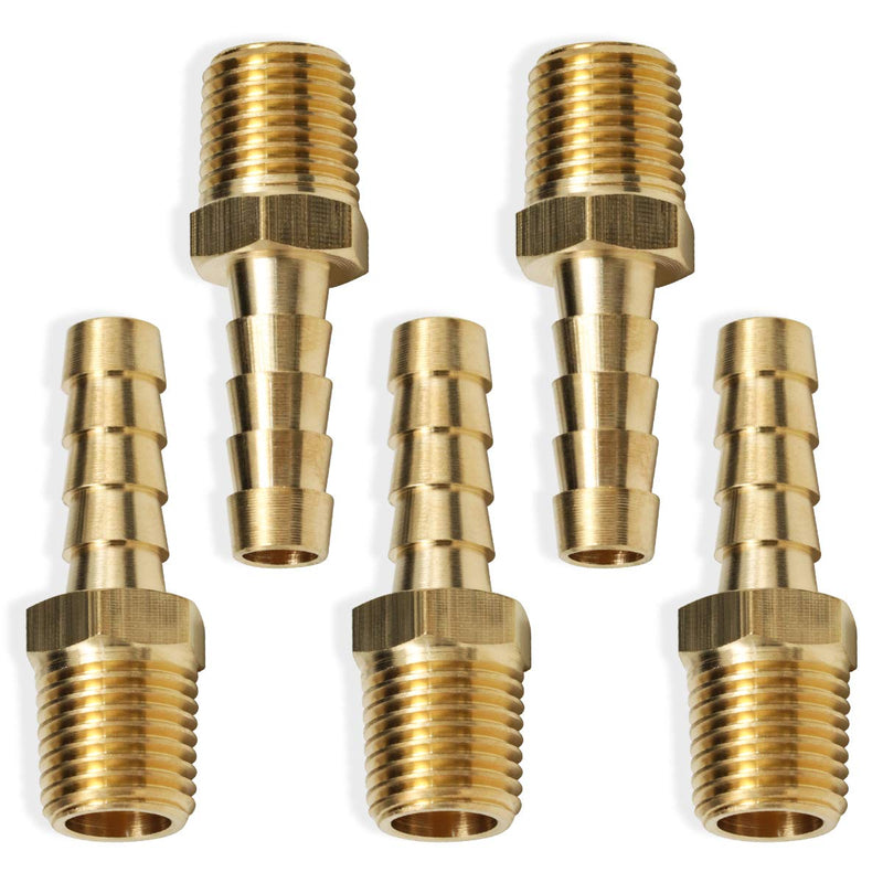 [Australia - AusPower] - 5pcs Brass Hose Barb Fittings 5/16 Inch Barb to 1/4 Inch Male NPT Thread Air Hose Fitting Adapter 5/16" Barb to 1/4" Male 