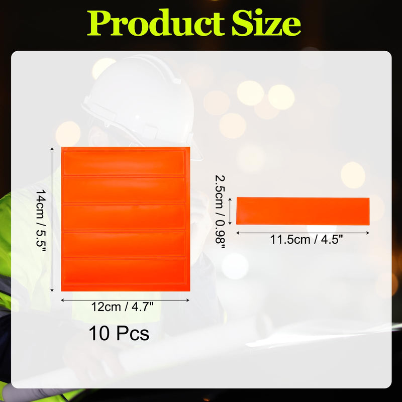 PATIKIL Hard Hat Reflective Stickers, (5 x 6 Inch, Orange Red) (10 Pcs), Retro Reflective Safety Tape Durable Adhesive Helmet Stickers, Suit for - Hard Hats/Helmets/Mailboxes