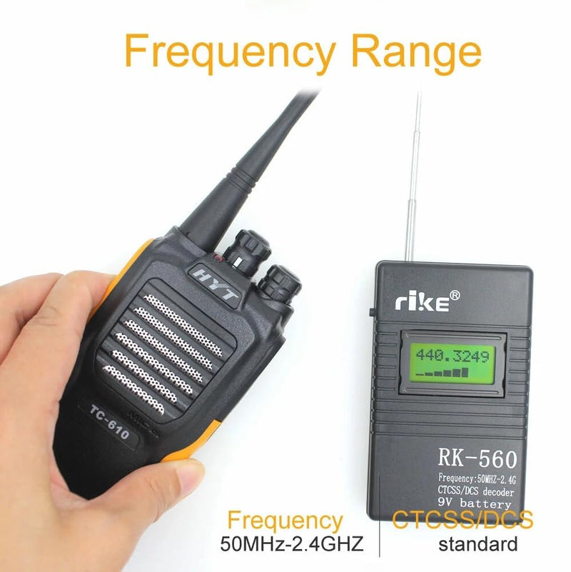 Portable UHF 400-470MHz / VHF 136-174MHz Frequency Counter CTCSS/DCS Radio Testing Meter with 9V Battery