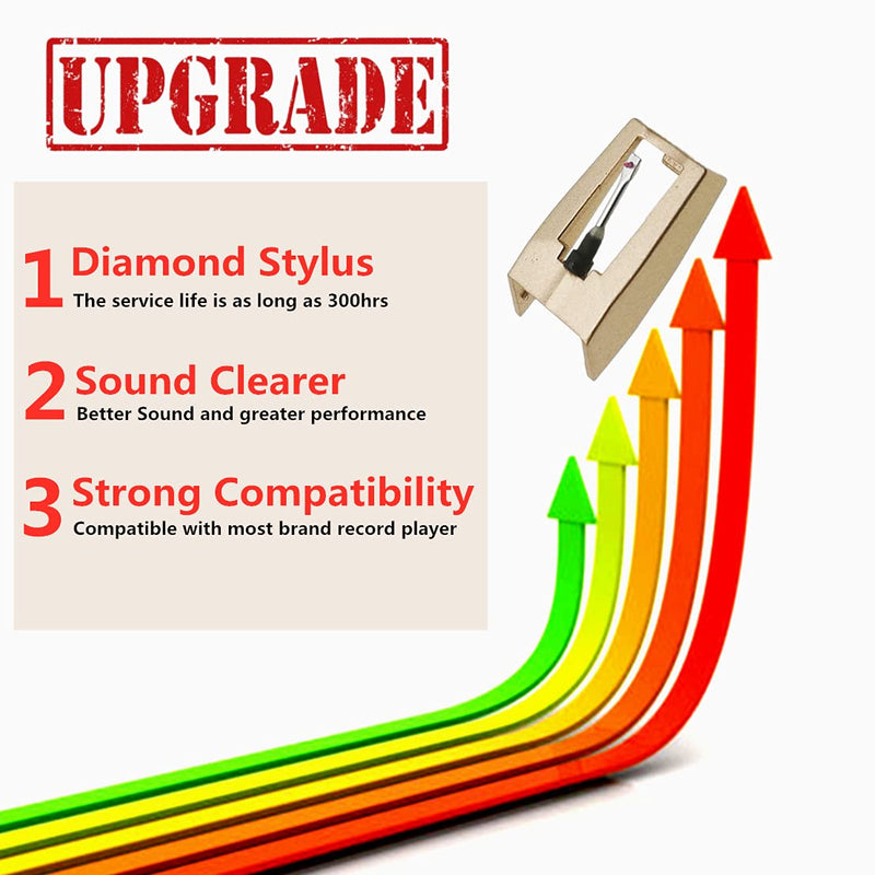 [Australia - AusPower] - Record Player Needle, Upgraded Golden Record Needles Stylus Replacement for Crosley Victrola Jensen Turntable, Vinyl Record Player, Phonograph(Pack of 3) 