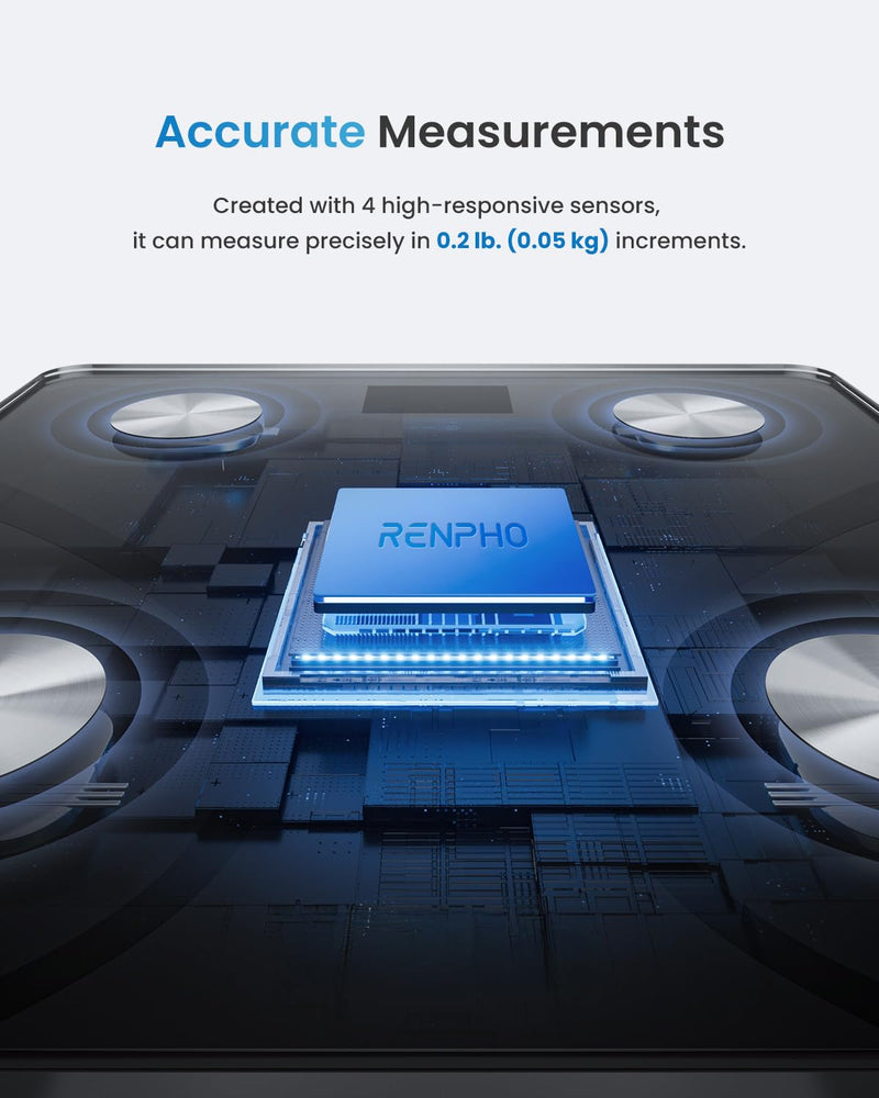 [Australia - AusPower] - RENPHO Smart Scale for Body Weight, RENPHO Smart Body Measuring Tape, Rechargeable Tape Measure with LED Display 