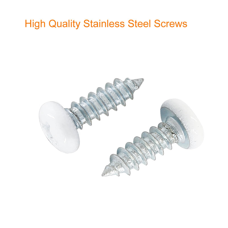 [Australia - AusPower] - 120Pcs White Screws #8 x 1/2", White Pan Head Screws Stainless Steel White Wood Screws Self-Tapping Screws Phillips Sheet Metal Screws 1/2”(12mm) 120 