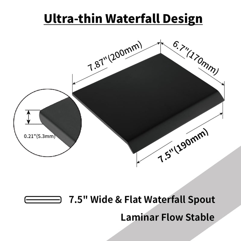 Waterfall Tub Spout Black Tub Faucet for Bathtub, SUS304 Stainless Steel, Matte Black Tub Spout Wall Mount, TS2B-BK Only Spout