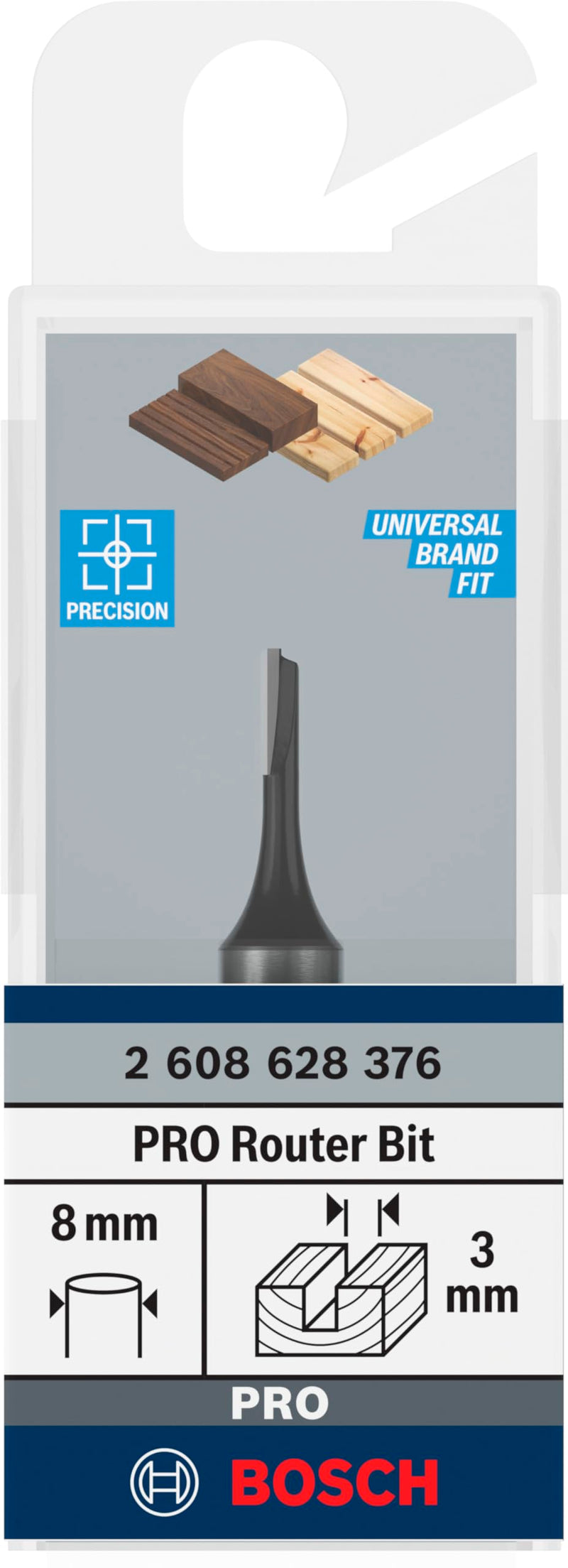 [Australia - AusPower] - Bosch 2608628376 One Flute 8 mm, R1 3 mm, L 8 mm, G 51 mm Ø 3 mm l 8mm 