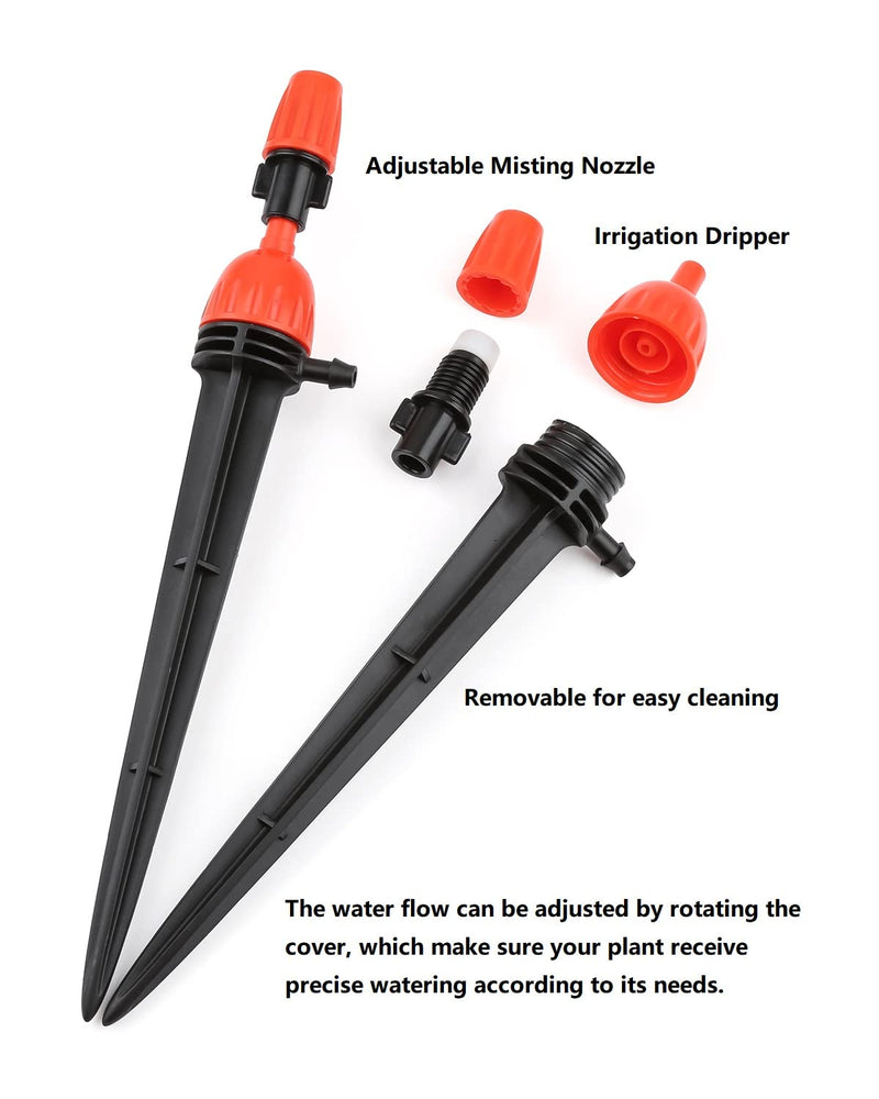 [Australia - AusPower] - 25pcs Drip Irrigation Emitters for 1/4" Irrigation Hose Accessories, Adjustable 360 Degree Water Flow Stake Drippers, Garden Irrigation Drippers for Watering System 25 Pack Adjustable 1/4'' Drip Emitters 