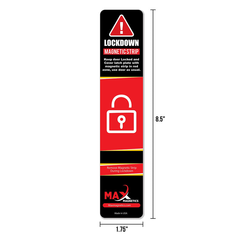 10 Pack Max magnetics Black Lockdown Magnetic Strips for Door Frames - High-Density Magnet Security Devices for School & Office - Strong Adhesion & PVC Top Layer, Smooth Opening & Closing 10