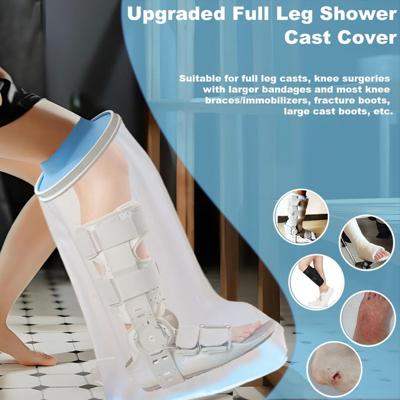 [Australia - AusPower] - Non-Slip Waterproof Extra Wide Leg Cast Cover for Shower - Protector for Surgery Wounds, Bandage, Large Cast, Knee Immobilizer/Brace, Walking Boots (30 in. Long) 