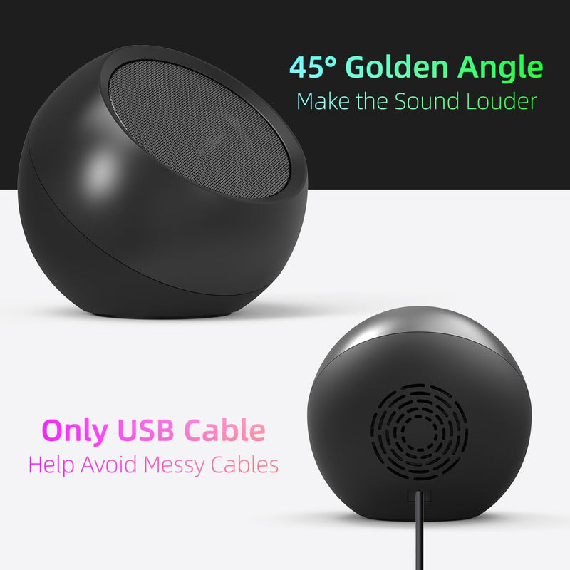 [Australia - AusPower] - [Upgraded] USB Computer Speakers for Desktop PC Laptop | Small Plug-N-Play External Speakers with Crystal-Clear Sound, Loud Volume, Rich Bass, Compatible with Windows/macOS/ChromeOS/Linux – Portable Single 