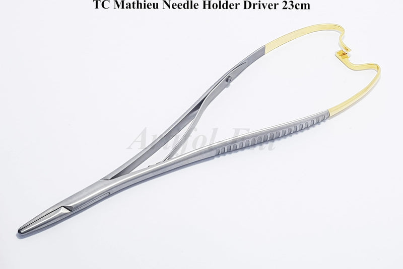 [Australia - AusPower] - TC Mathieu Needle Holder Driver 23cm 9" with Tungsten Carbide Inserts Surgical Forceps Dental Plier 2 Pcs 
