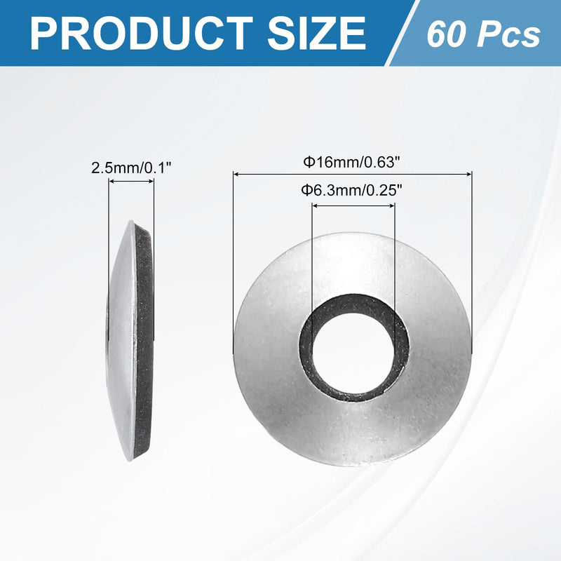 [Australia - AusPower] - uxcell 60Pcs 1/4" x 5/8" Sealing Washers, 304 Stainless Steel EPDM Bonded Neoprene Rubber Washers for Screws Bolts, Silver&Black 1/4" x 5/8" 60 