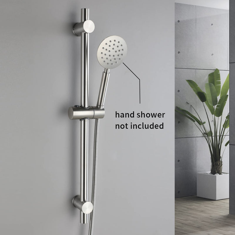 24 Inch Shower Slide Bar, Adjustable Shower Bar For Handheld Shower Wall Mount, Brushed Nickel Stainless Shower Head Slide Bar