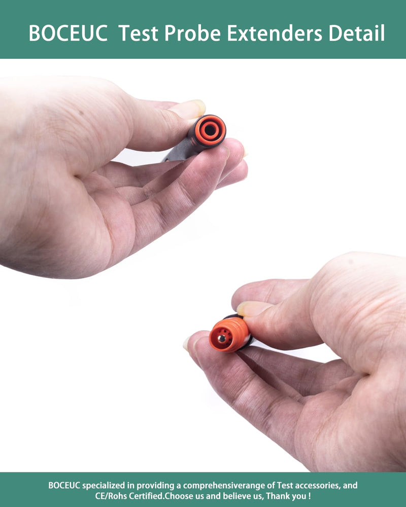 [Australia - AusPower] - Multimeter Leads, Test Probe Extenders Kit, Extenders Fits Between Modular Test Probes& Leads(2 PCS, Black and Red) BC5540200 