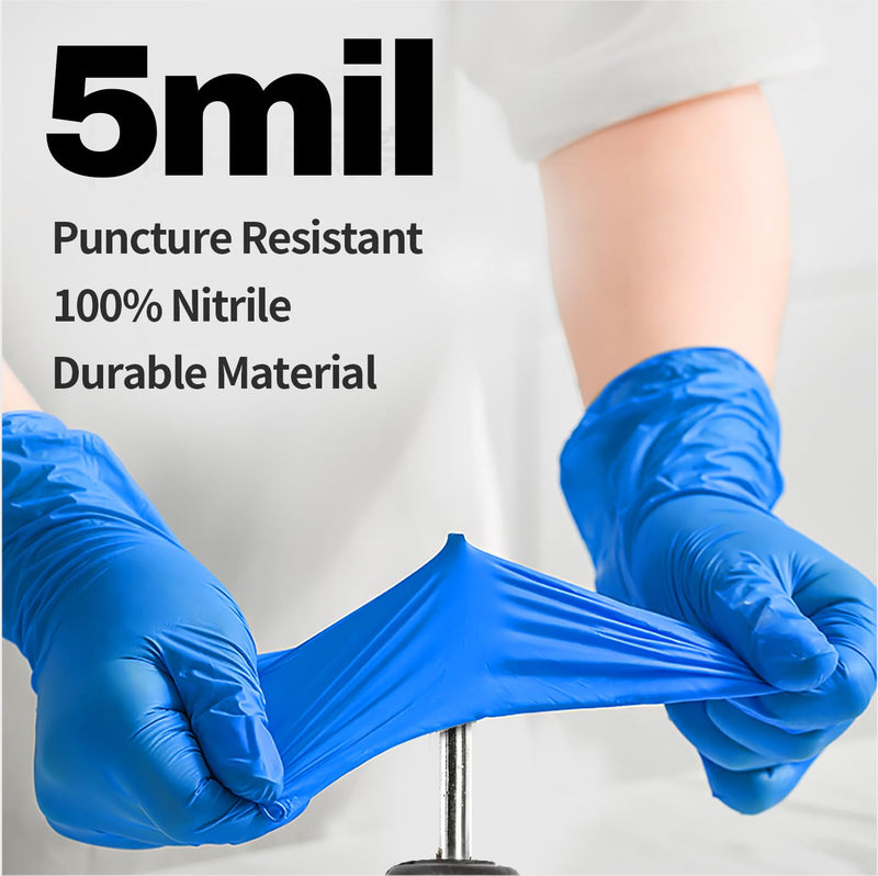 [Australia - AusPower] - Medical Nitrile Exam Gloves, 5 mil Chemo-Rated Powder-Free Food Safe Cleaning Disposable Glove Blue 100/1000Pcs Blue (Medium 100) 