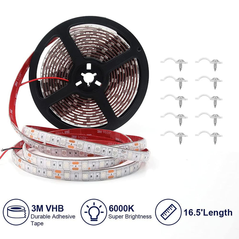 Obcursco 16.5FT Pontoon LED Light Strip, 12V Waterproof Marine Light for Interior and Deck, Night Fishing. Ideal for Pontoon and Fishing Boat White 16.4FT