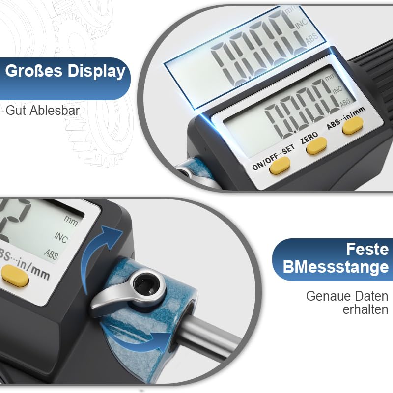 Beslands Digital Micrometer 0-1" / 0-25mm Electronic Display Gauge 0.00004" / 0.001mm Thickness Measuring Inch/Metric Diameter Caliper (with Extra Battery) 0-25 mm