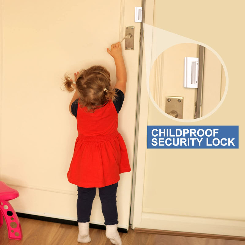 6 Pack Home Security Door Lock Reinforcement with 48 Pcs Screws Child Proof Door Locks for Inside Upgrade Lock to Defend Your Home(White) White