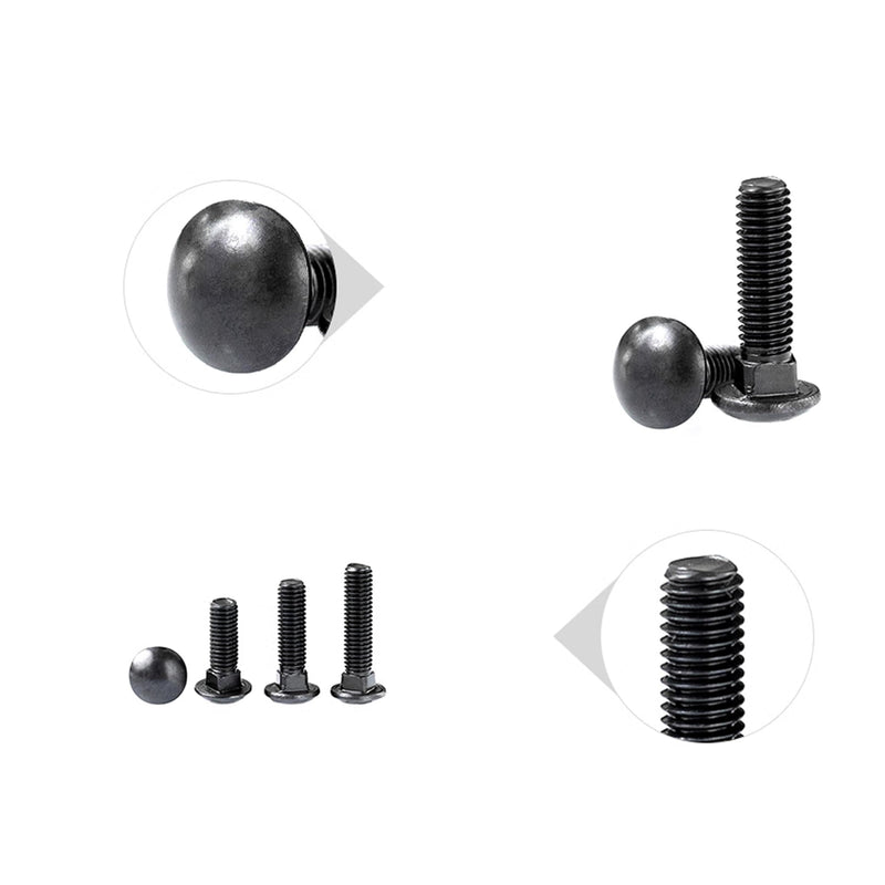 [Australia - AusPower] - 20 Sets Carriage Bolts Screws, (1/4-20 x 2) Round Head, Square Neck, with (Hex Nuts & Flat Washers), 304 Stainless Steel, Galvanizing (Black) (1/4-20 x 2") 