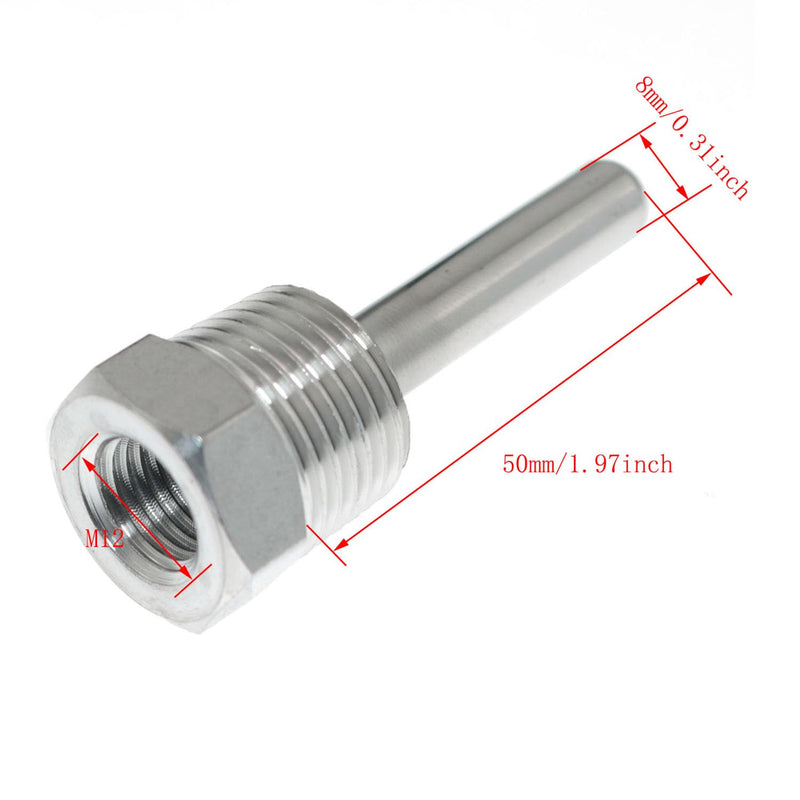 [Australia - AusPower] - RLECS 2pcs 8x50mm Temperature Sensor Housing 4 Minute Tooth 304 Stainless Steel Probe Tank Protective Case Solar Accessories 