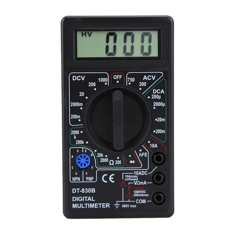 [Australia - AusPower] - Digital Multimeter - DT-830B Multifunctional Portable LCD Digital Multimeter Amp Volt Ohm Tester Voltmeter Ohmmeter Meter(DT-830B Black) 