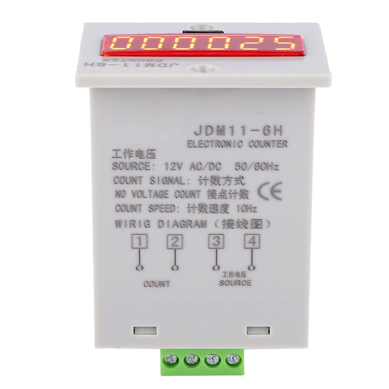 [Australia - AusPower] - 6 Digit Electronic Counter No Voltage Detection LED Display for Signal Input Electrical Tester Precision Equipment Measurement Tool(AC/DC 12V) 