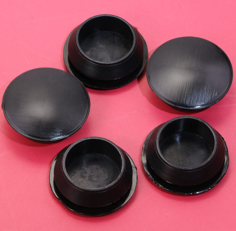 [Australia - AusPower] - 5 Pcs Black Silicone Round Snap in Type Locking Furniture Hole Plugs Button Protective Cover Cap Head (25mm) 25mm 