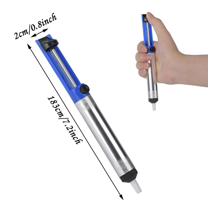 Desoldering Pump with Aluminum Housing 18.3 cm Soldering Suction, Manual De-soldering Heat Resistant Desoldering Pump Tool, Vacuum Soldering Removal Hand Tool (Blue)