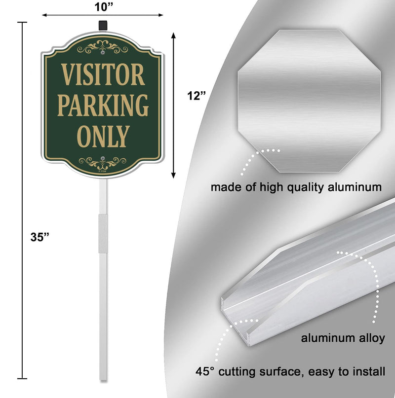 Visitor Parking Only Sign Customer Parking Sign 12" x 10" With 35" Long Metal Stakes Guest Parking Only Sign With Stand Welcome Sign Aluminum Outdoor Use Yard Business Sign