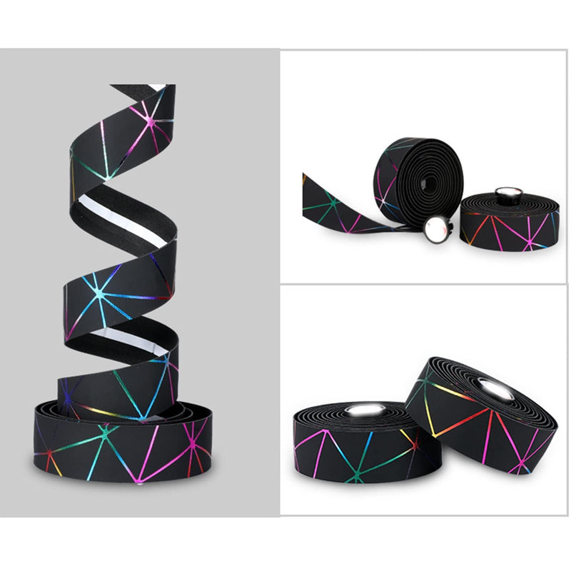 Bike Handlebar Tapes, Professional Anti-Slip Shock Absorbing EVA Cycling Handle Wraps with Adhesive -Stylish Bicycle Makeover Accessory Enhanced Cycling Comfort & Handle Grip Control (2 Rolls, Black) Black and Color