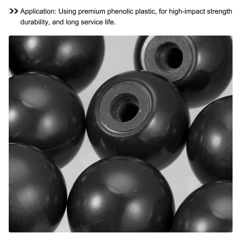 [Australia - AusPower] - uxcell 6Pcs Threaded Ball Knobs, M12 Female Thread Thermoset Ball Knob 1.57'' Dia Black Round Operation Ball Handles Embedded Threaded Knob for Machine Handle Tool Replacement M12x1.57'' 