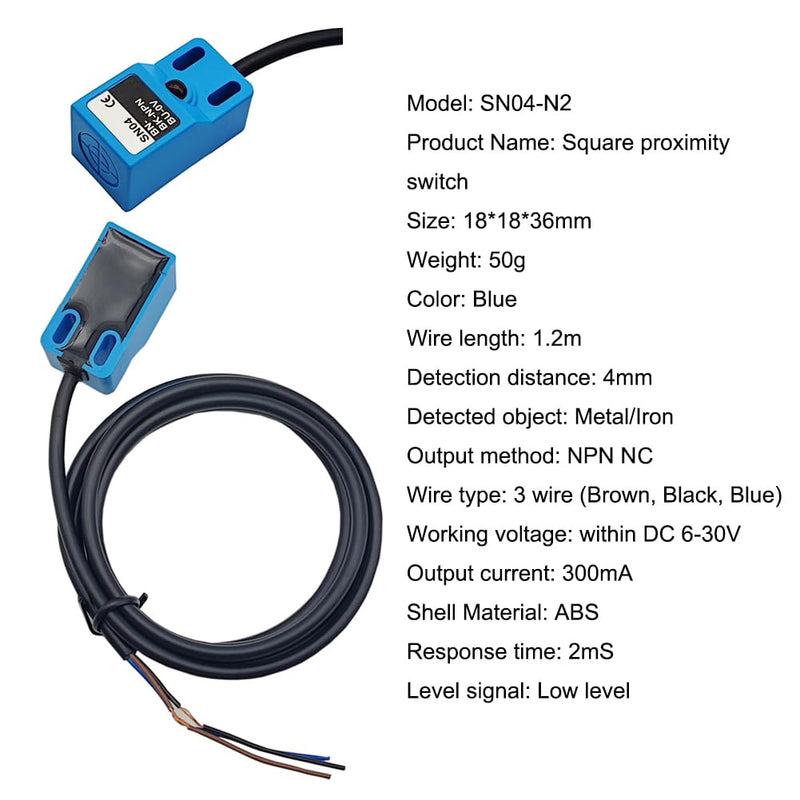 [Australia - AusPower] - SN04-N2 NPN NC Inductive Proximity Sensor Normally Close Detection Approach Switch with SN Bracket (Blue, 4 Pack) 