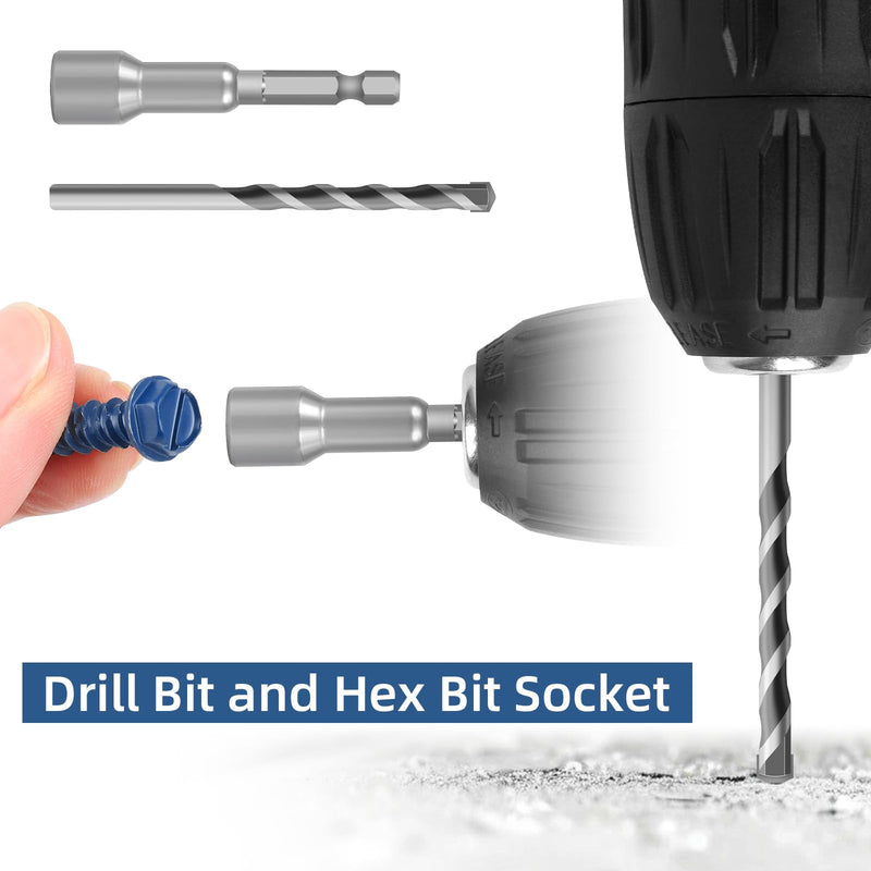 [Australia - AusPower] - 1/4" x 1-1/4" Blue Hex Head Concrete Screw Anchor Kit for Anchoring to Masonry, Block or Brick, 100 PCS 1/4" x 1-1/4" 