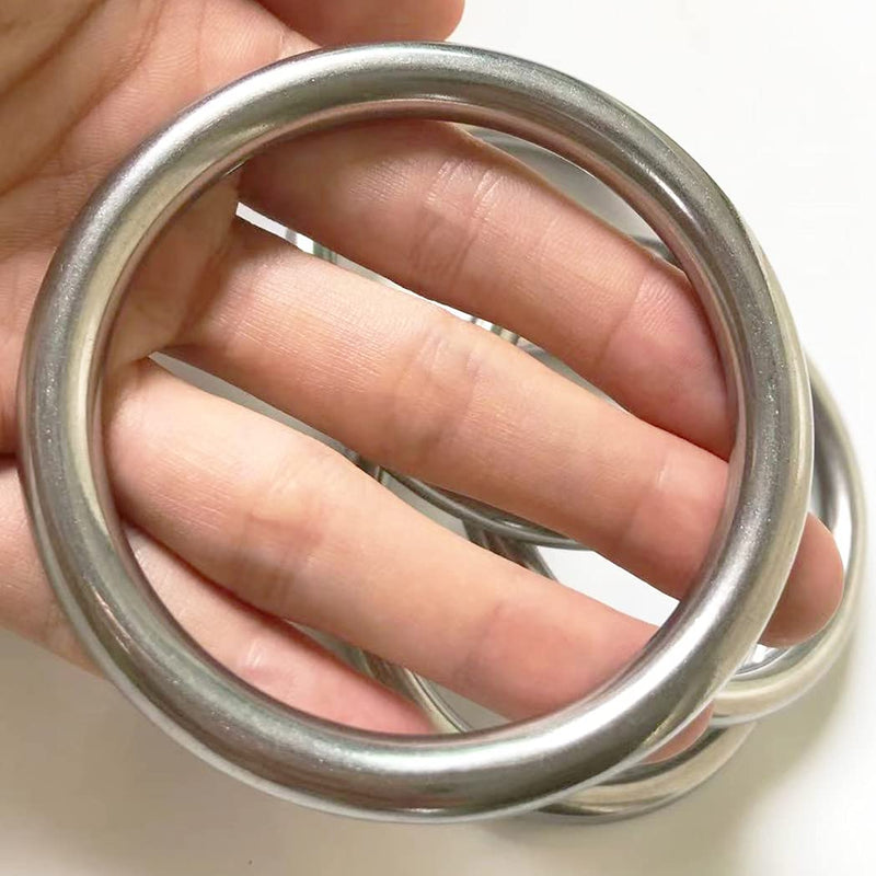 [Australia - AusPower] - 3" Metal O-Ring, 2 Pack 304 Seamless Welding Stainless Steel Rings Heavy Duty Smooth Solid Multi-Purpose Big Ring for for Crafts, 8mm x 60mm 