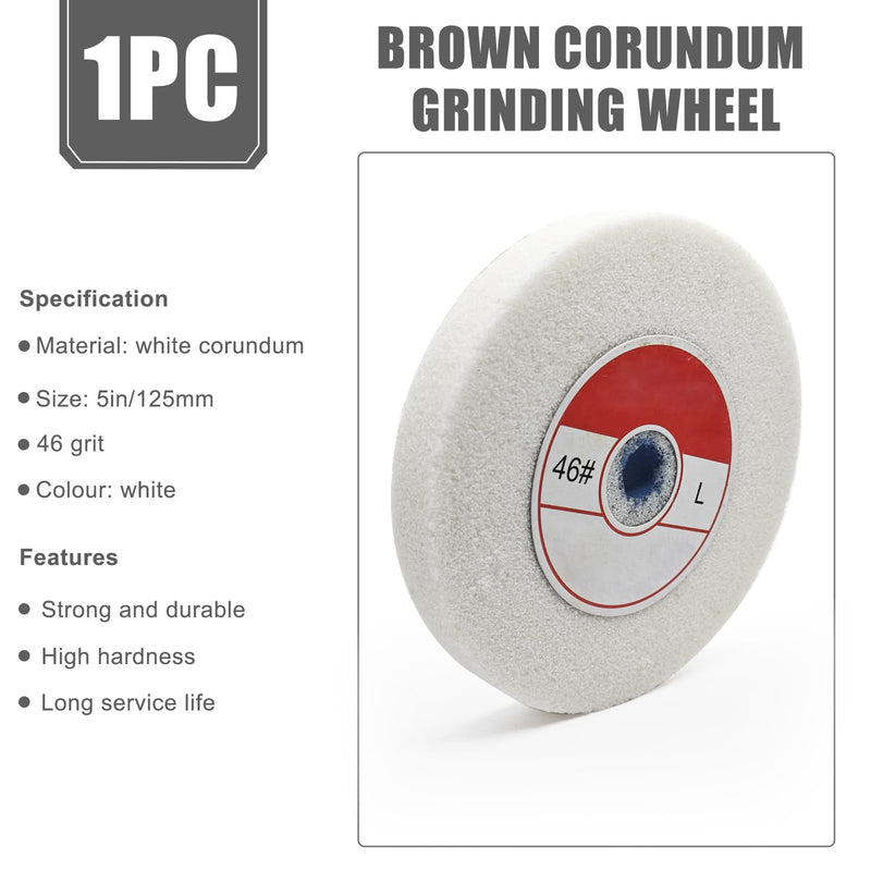 [Australia - AusPower] - 1 Piece Benchtop Grinding Wheel, 5 Inches, Suitable for Grinding Alloy Steel, Hardened Steel, High Carbon Steel and Other Metals. 46 Grit, 1/2" Mandrel Hole, 0.67" Thickness (White Corundum) 46 grit.white 